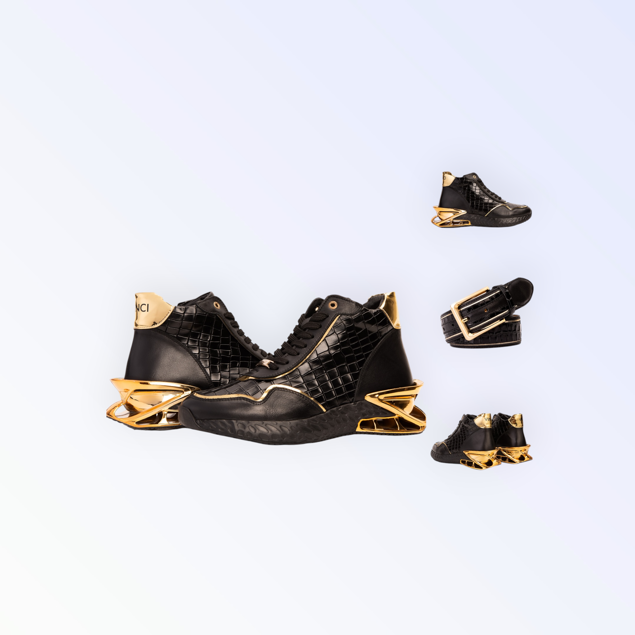 Bellagio Black & Gold High-Top Men Sneaker